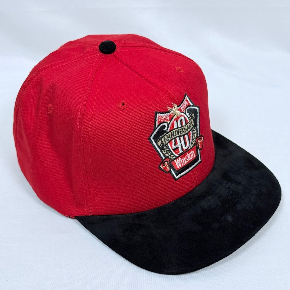 Vintage Winston 40th Anniversary Hat Cap Red Black Stylemaster Snapback